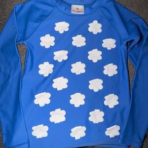 Hanna Andersson Royal Blue Top with White Flower Appliqués - Swim Top